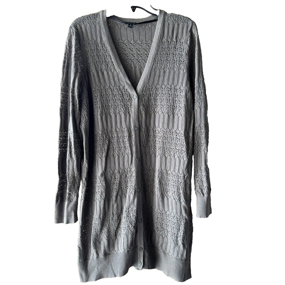 Torrid Women's 2X Gray Open Knit Cardigan Sweater Button Front Crochet